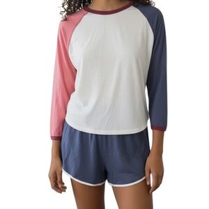 Colorblock Raglan Sleeve Pajama Set